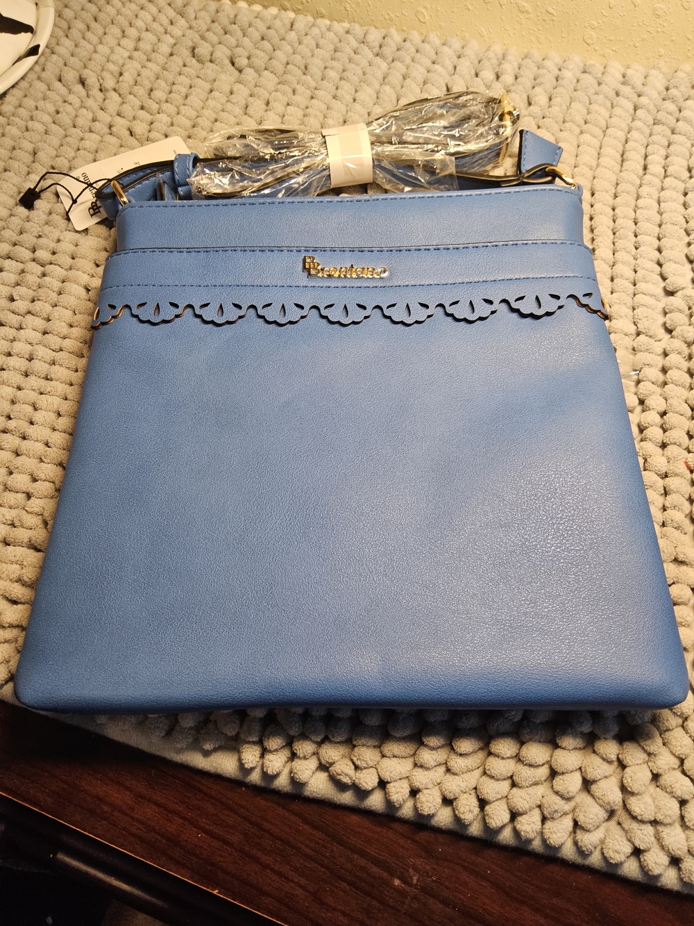 NWOT Brentano Blue Crossbody Bag with Decorative Trim